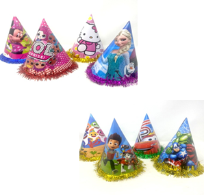 10PCS PARTY HATS ASSR CHARACTERS,23*19CM