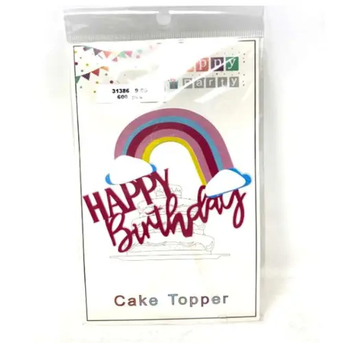 PINK HAPPY BIRTHDAY CAKE TOPPER, 20*12CM