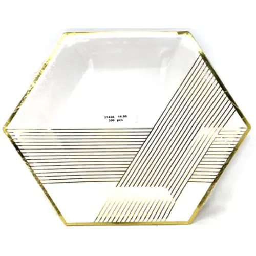 WHITE & GOLD PARTY PLATE,23*26CM