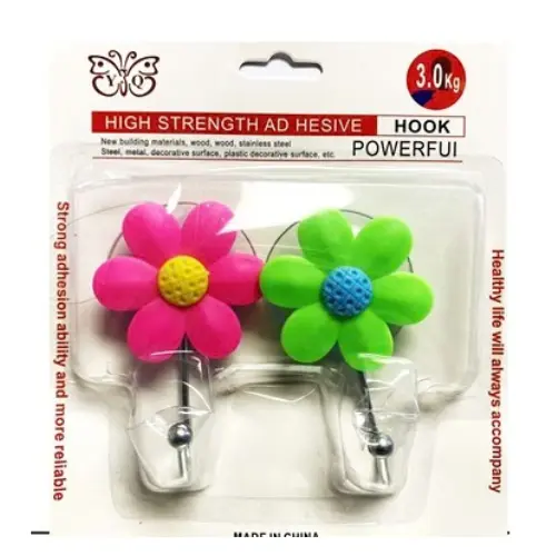 2PCS FLOWER HOOKS COLORS: BLUE, PINK, GREEN