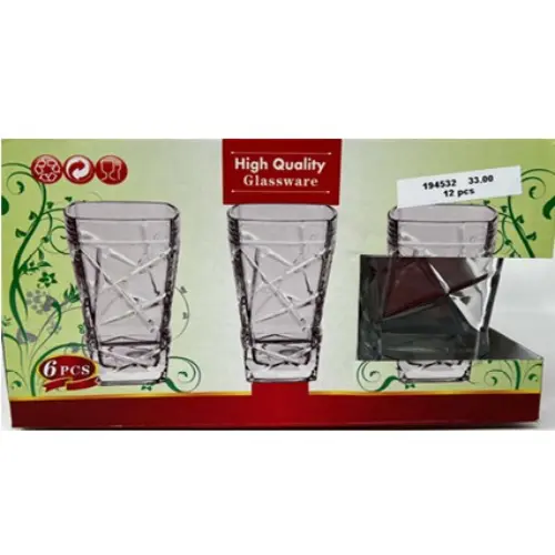 GLASS CUP 6PCS-SIZE: 20*13CM