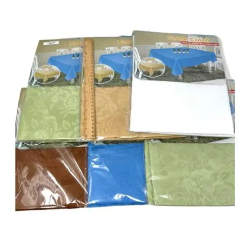 FLORAL PATTERN TABLECLOTH RECTANGLE (CLOTH MATERIAL)  COLORS: GREEN, CREAM,  WHITE, BLUE & BROWN-SIZE: 140*110CM