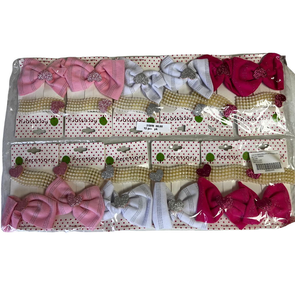 2PCS HAIR CLIPS WITH BOW (12 CARDS)