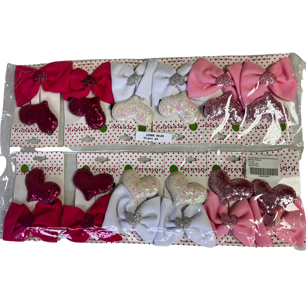 2PCS HEART AND BOW CLIPS (12 CARDS)