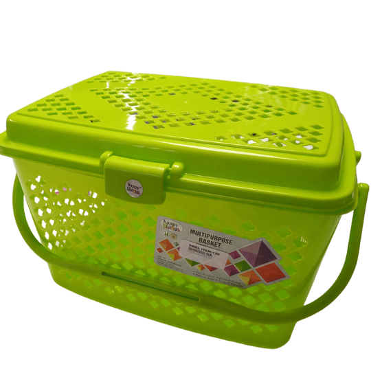 PICNIC BASKET W LID-COLORS:BLUE, RED, GREEN, TAN -CASE QUANTITY:36 SIZE: 37*30*23CM