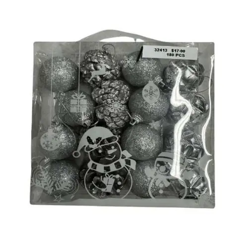 16 PCS SILVER CHRISTMAS BALLS