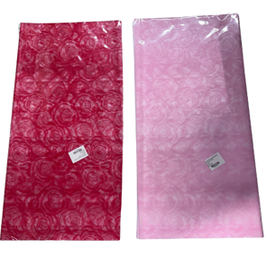 20PCS WRAPPING PAPER -  TRANPARENT W ROSE PRINTS-RED & PINK (22*22")