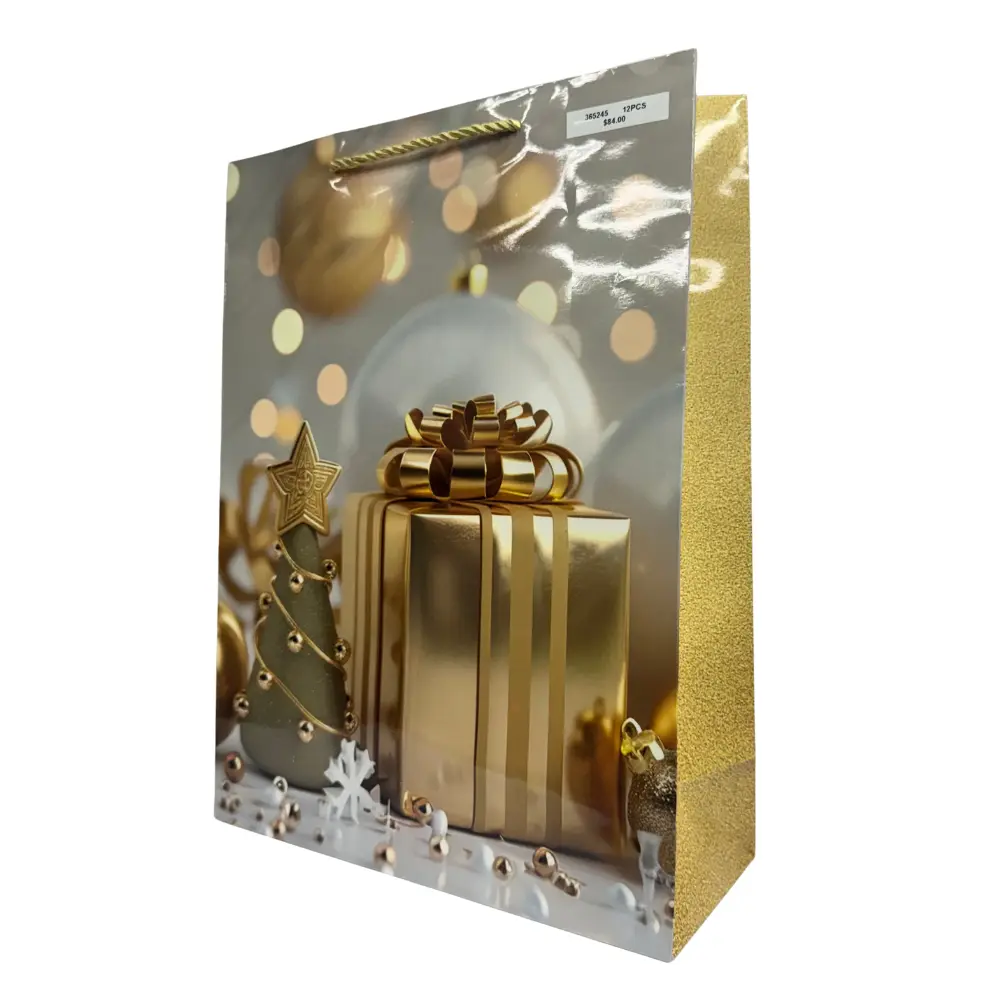12PCS GOLD THEMED  CHRISTMAS GIFT BAG