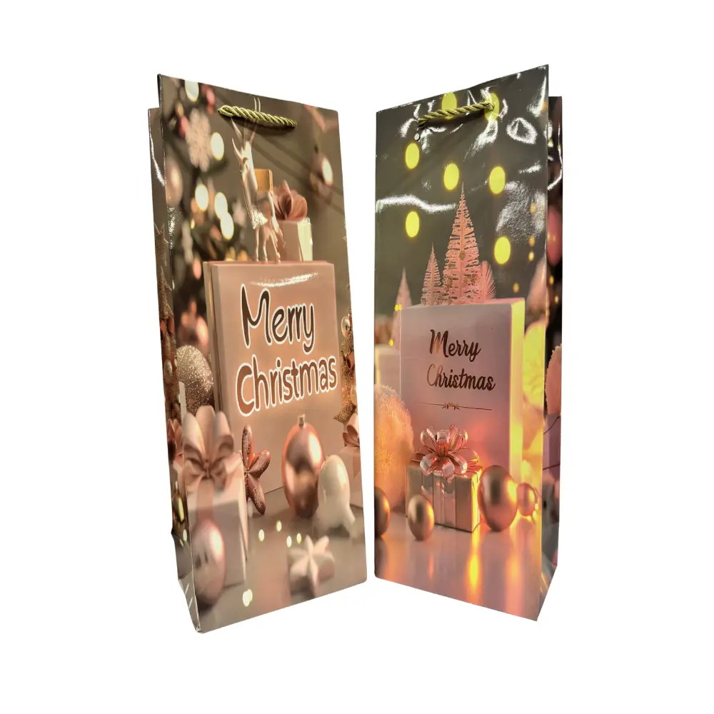 12PCS "MERRY CHRISTMAS"  WINE BAG 