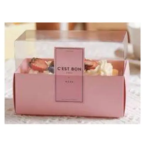 10PCS PINK CAKE BOX W  PLASTIC LID 
