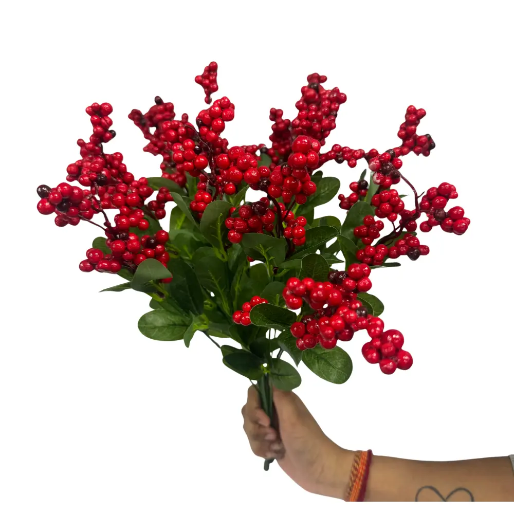 7 HEAD ARTIFICIAL HOLLY  BERRIES  