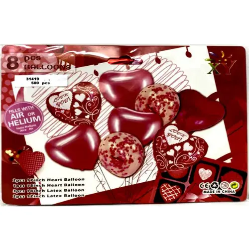 8PCS HEART BALLOON SET 