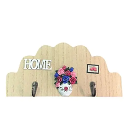 WOODEN KEY HOLDER W  HOOKS