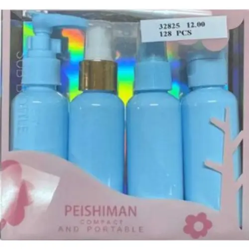 4PCS TRAVEL BOTTLE SET -CASE QUANTITY: 128 SIZE: 60ML 5.5*4.5*1.5"