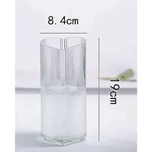HEART MOUTH LINED VASE CLEAR, GRAY, GREEN 