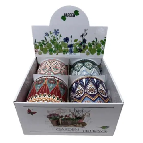 MEDIUM MOSAIC CERAMIC  FLOWER POT (SIZE: 5*4" 4PCS DISPLAY)