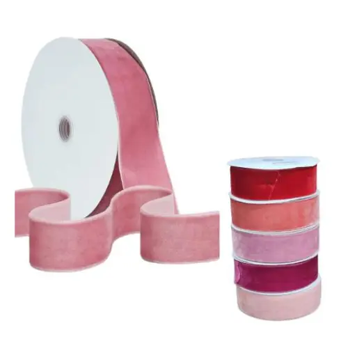 VINTAGE VELVET RIBBON MAGENTA, PEACH, PINK, RED (1.5" 10Y)