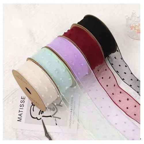 BUBBLE SHEER RIBBON BURGUNDY  
