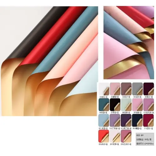 20PCS DOUBLE SIDED GOLD FLORAL WRAPPING PAPER COLORS: BLACK, BLUE, GREEN, PINK, RED, WHITE -CASE QUANTITY: 100 SIZE: 22*22"                 