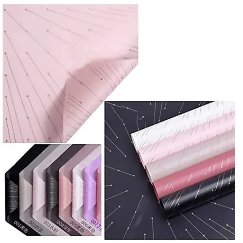 20PCS GOLD STRIP FLORAL WRAPPING PAPER  COLORS: BEIGE, BLACK, BLUSH, PINK, WHITE - CASE QUANTITY: 100 SIZE: 22*22"