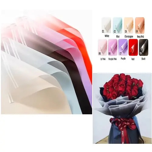 20PCS FADED EDGE FLORAL WRAPPING PAPER COLORS: BLACK, BLUE, LILAC, ORANGE, PEACH, PINK, RED -CASE QUANTITY: 100 SIZE: 22*22"               