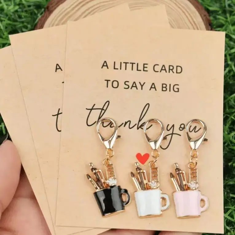 1PC "THANK YOU" METAL  KEYCHAINS FOR TEACHER COLORS: BLACK, PINK, WHITE