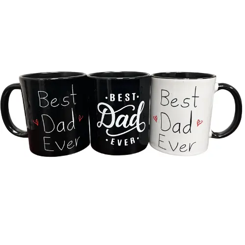 "BEST DAD EVER" CERAMIC MUG COLORS: BLACK & WHITE 