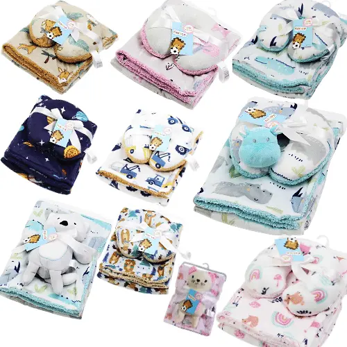 BABY BLANKET W NECK PILLOW OR PLUSH TOY 