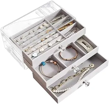 3 TIERED JEWELLERY BOX COLORS: GRAY, PINK