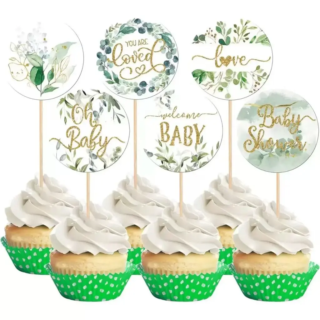6PCS "BABY SHOWER" THEMED  CUPCAKE TOPPERS 