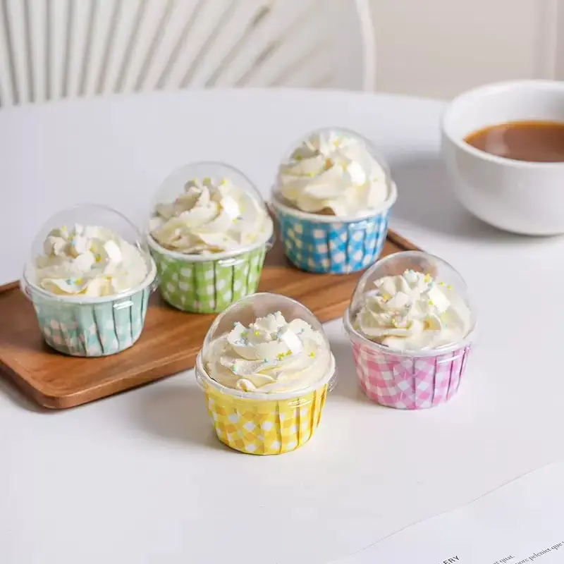 50PCS CUPCAKE LINERS W  LID  COLORS: BLUE, GREEN,  PURPLE, RED, YELLOW