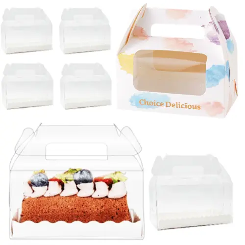10PCS PASTRY BOXES CLEAR & PATTERNED 