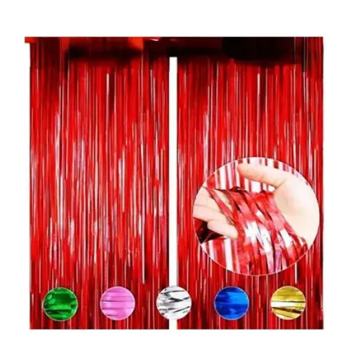 30" FOIL FRINGE CURTAIN  COLORS: GOLD, PINK, ROSE GOLD,  GREEN, SILVER, RED, LIGHT BLUE,  DARK BLUE