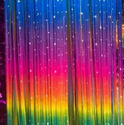 40" RAINBOW FOIL FRINGE  CURTAIN