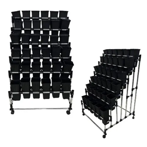 36 BUCKETS FLOWER STAND -COLOR:BLACK  - 48" x 23" 