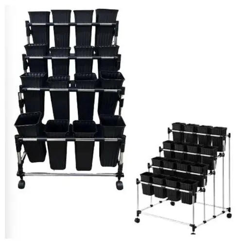 16 BUCKETS FLOWER STAND                                   COLOR: BLACK-25" x 12.5" x 24"