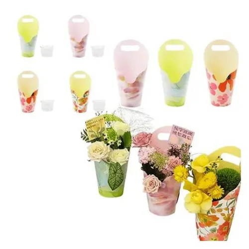 12" DIY HAND-HELD CYLINDRICAL  FLORAL BOX COLORS: GREEN, LILAC, PINK