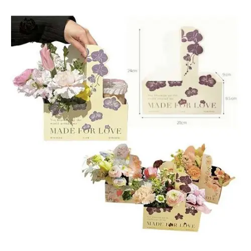 "MADE FOR LOVE" FLORAL  GIFT BOX COLORS: BLUE, GREEN,LILAC,  PEACH, PINK-8"
