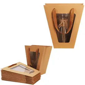 16" TRANSPARENT WINDOW FLORAL PAPER BAG 