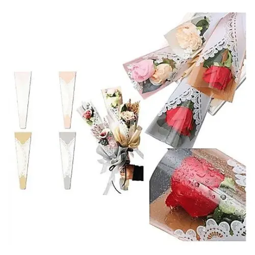 20 PCS LACE PRINTED SINGLE  FLORAL SLEEVES COLORS: CREAM, GRAY, LIGHT  BROWN, PINK, WHITE-20"