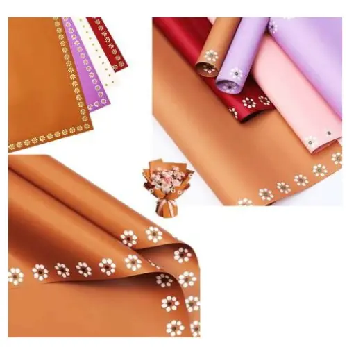 20PCS 22" FLOWER EDGED FLORAL  WRAPPING PAPER-COLOR: PURPLE, PINK, BROWN, RED