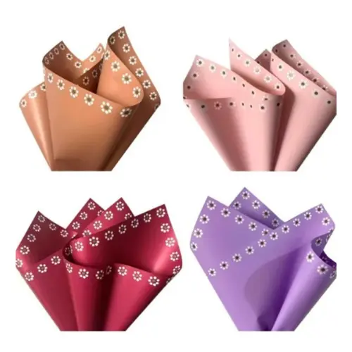 22" 20PCS FLORAL WRAPPING PAPER           COLOR: PURPLE, PINK, BROWN, RED  