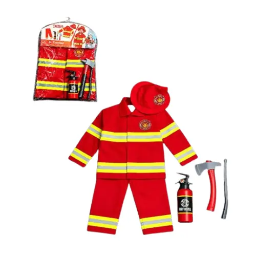 6PCS KIDS FIREFIGHTER  CAREER DAY COSTUME (3-8YRS)