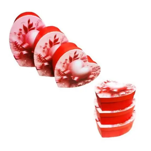 3PCS LOVE THEMED RED HEART  SHAPED BOXES-SIZE: LARGE (4")  MEDIUM: (3")  SMALL: (2")