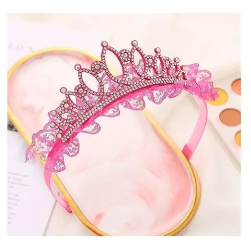 4" PRINCESS SEQUINED TIARA  COLORS: DARK PINK, LIGHT PINK,  WHITE 