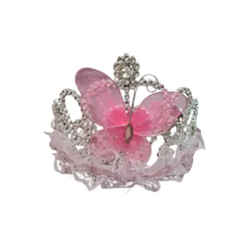 5" PINK & SILVER BUTTERFLY TIARA
