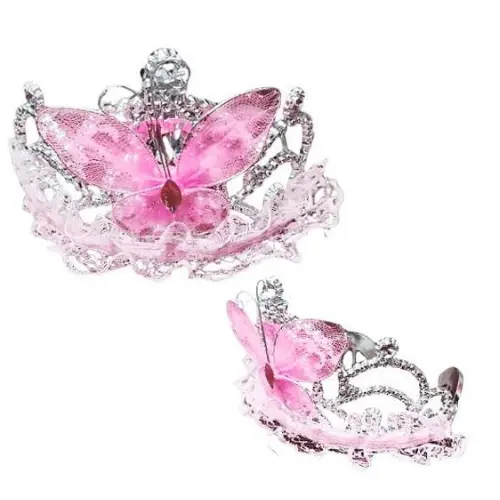 5" PINK BUTTERFLY PATTERNED  TIARA