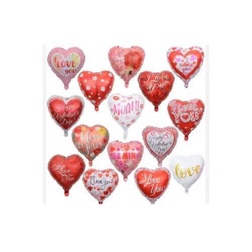 50PCS 5" HEART SHAPED BALLOONS ASSR STYLES -COLORS: PINK, WHITE, RED 