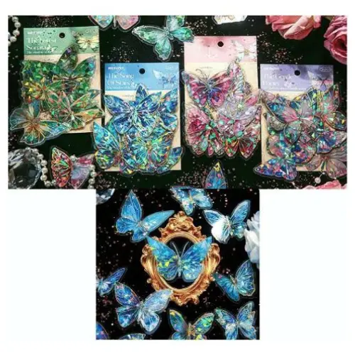 10PCS 3" HOLOGRAPHIC GLITTER   BUTTERFLY DECOR