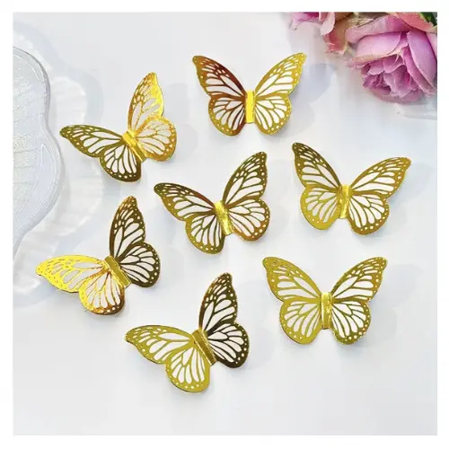 24PCS 1" BUTTERFLY DÉCOR WITH ADHESIVE COLORS: PINK, WHITE 